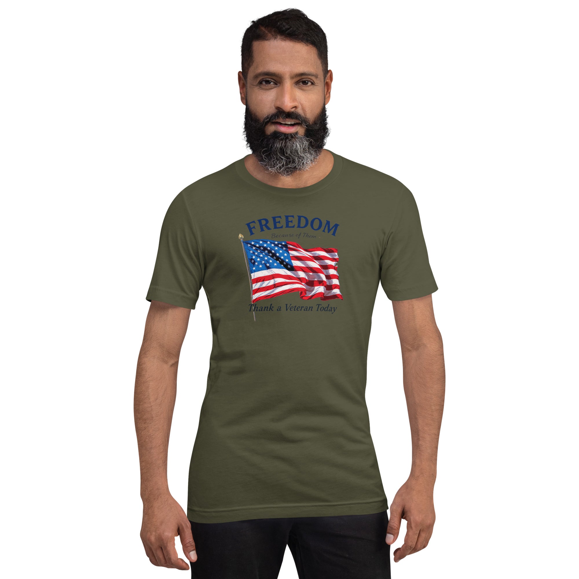 Freedom Because of Them Detailed Flag Tee – American Pride Apparel
