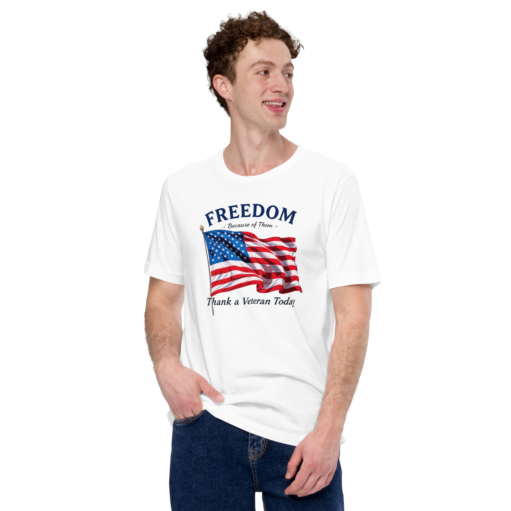 Freedom Because of Them Detailed Flag Tee – American Pride Apparel