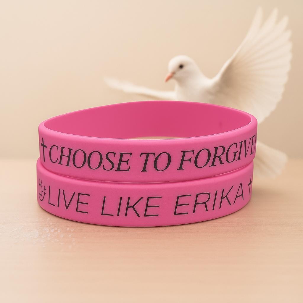 Choose to Forgive • Live Like Erika Silicone Bracelet | Inspirational Engraved Wristband | Memorial Faith Gift | Forgiveness Reminder