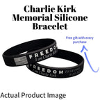 Laser Engraved "FREEDOM" Silicone Bracelet - Charlie Kirk Tribute, American Flag