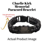 Freedom Paracord Bracelet – “I Am Charlie Kirk” Memorial Edition | American Flag Engraved Survival Band
