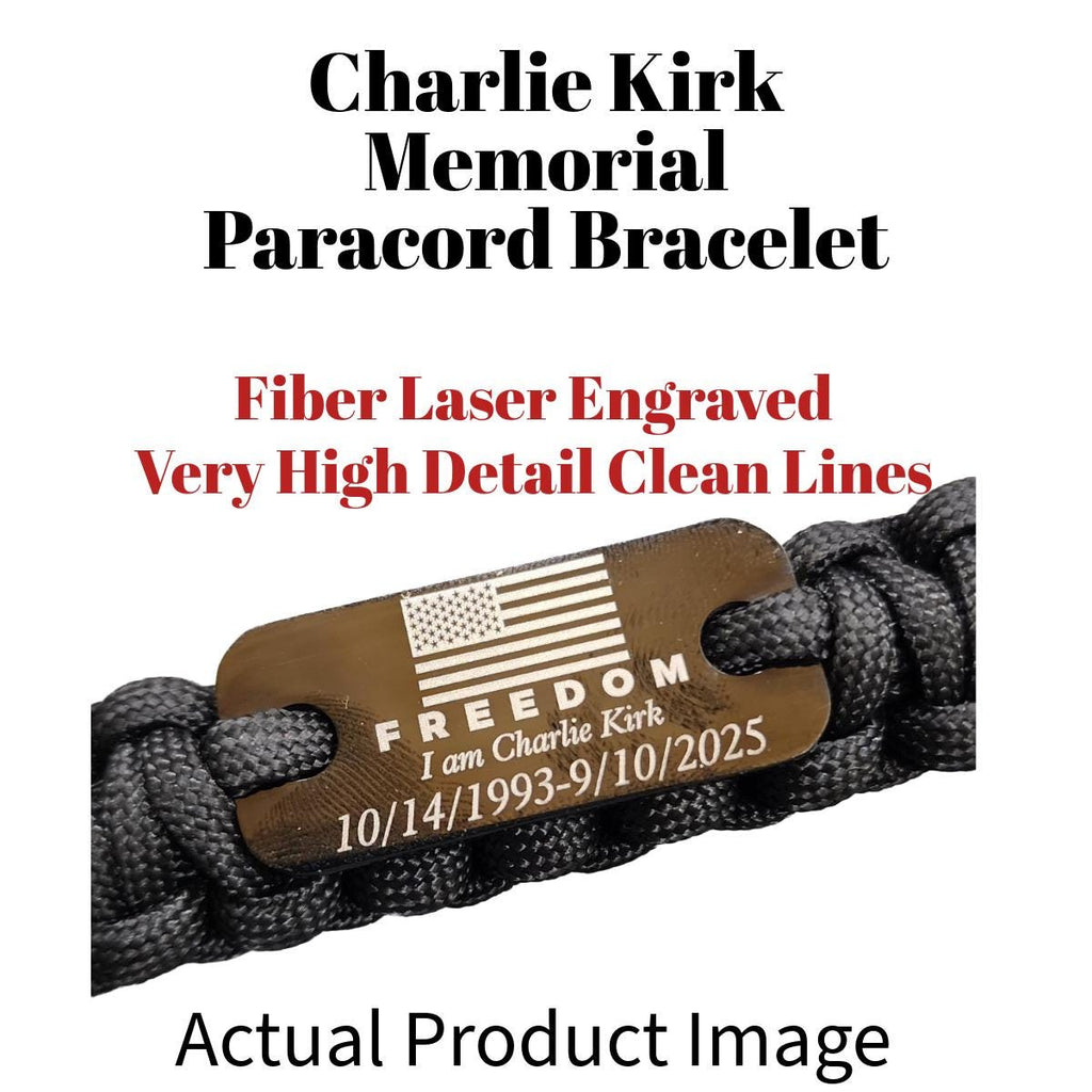 Freedom Paracord Bracelet – “I Am Charlie Kirk” Memorial Edition | American Flag Engraved Survival Band