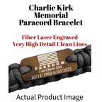 Freedom Paracord Bracelet – “I Am Charlie Kirk” Memorial Edition | American Flag Engraved Survival Band