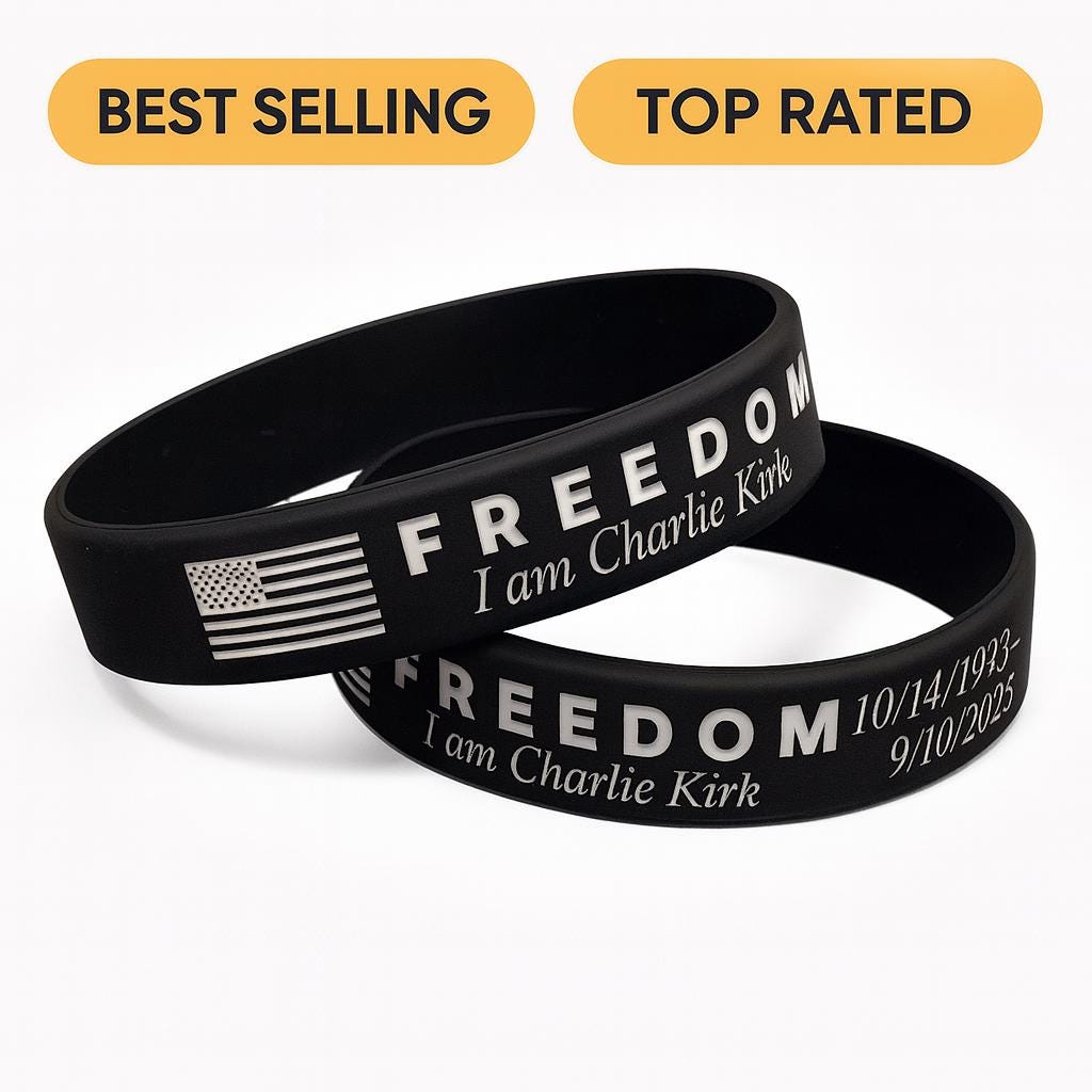 Laser Engraved "FREEDOM" Silicone Bracelet - Charlie Kirk Tribute, American Flag