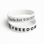 FREEDOM Laser Engraved Silicone Bracelet: Charlie Kirk Tribute, American Flag | V1